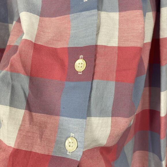 Vintage Russ Skirt Womens Medium Red Blue Plaid Cotton Button Front Pockets 80s - Picture 8 of 14